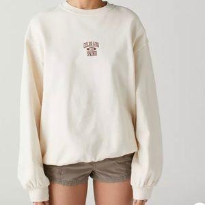 embroidered urban outfitters crewneck in cream colour !!